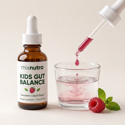 One dropper of Kids Gut Balance mixed into water